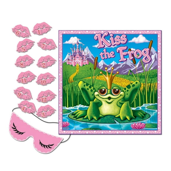 Party Central Club Pack of 24 Pink Princess Pin the Kiss on the Frog Party Games