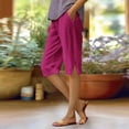 thumbnail image 4 of Shorts For Women Women's Fashionable Casual Slit With Pocket Cotton Linen Loose Shorts, 4 of 7