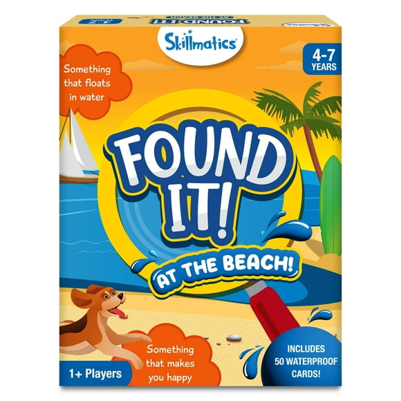 Skillmatics Card Game - Found It Beach Educational Scavenger Hunt for Boys Girls Family Stocking Stuffers Waterproof Travel Gifts for Kids Ages 4 5 6 7