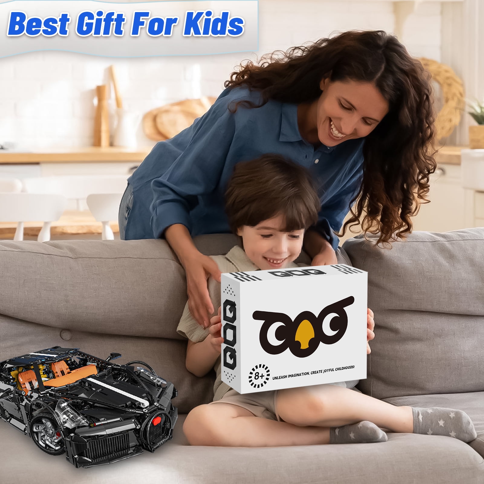 QOQ Super Car Building Toys 1:8 Model Car Building Blocks, Toy Car Gifts for Boys Teens Age 8+ Adults and Vehicle Enthusiasts