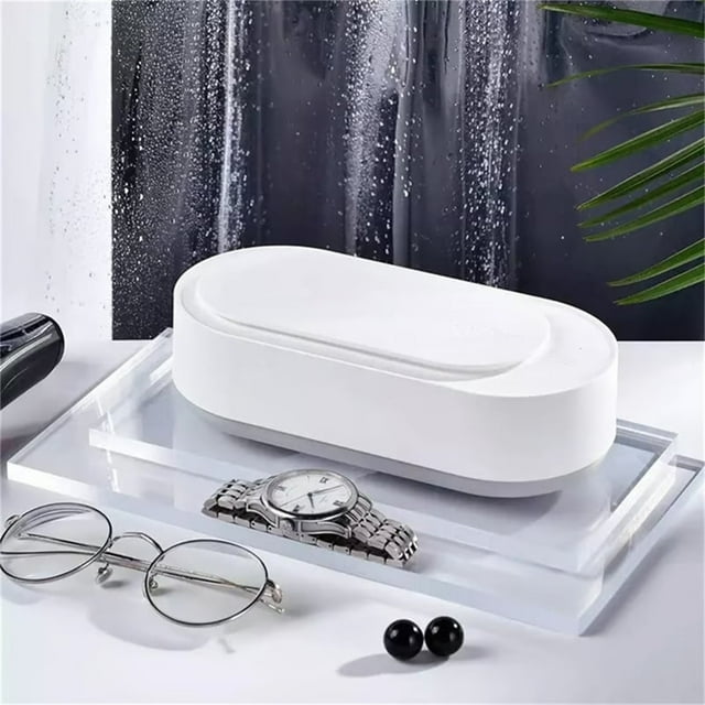 Jewelry Cleaner, Portable Ultrasonic Cleaner for Eyeglasses, Watches, Rings, Dentures, Brushes, Household Cleaning Device, 3-Minute Timer