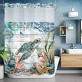 thumbnail image 6 of No Hook Shower Curtains with Snap-in Liner Set, Sea Turtle Coastal Waterproof Hotel Style Bathroom Shower Curtain, Summer Nautical Starfish Coral Grey Wooden Mesh Top Bath Curtains 48''x72'', 6 of 9