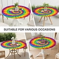 thumbnail image 7 of Rainbow Tie Dye Mandala Pattern Round Fitted Tablecloth with Elastic Edge,Dining Table Cover Waterproof,Outdoor Round Tablecloth for Camping,Dining,Indoor and Outdoor, 7 of 7