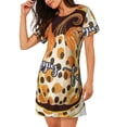 thumbnail image 2 of Easygdp Fall Farmhouse Pumpkins Camisón de manga corta para mujer, informal, estampado, 2 of 6