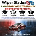 thumbnail image 2 of 2013 Nissan Altima Beam Wiper Blades Wipers w/2yr Warranty (Set of 2) (WiperBladesUSA), 2 of 5
