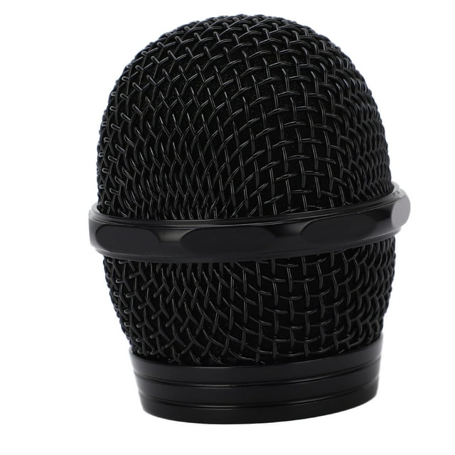 Microphone Mesh Cover, Black Hardened Steel Mesh Anti Dent Spiral Type Standard Thread Mic Ball Head Mesh for Karaoke