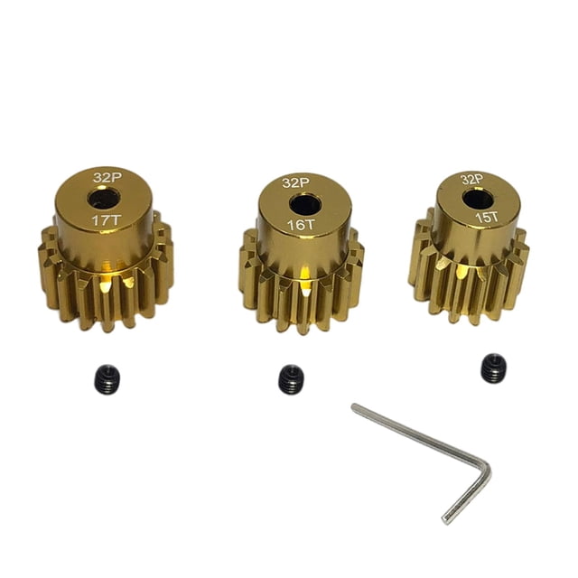 Engranaje de piñón de motor 32P M0.8, eje de 3,175 mm, reemplazo con tornillos y llave para 1/10 15T 16T 17T