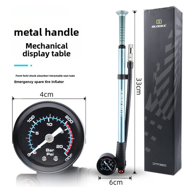 BLOOKE High-Pressure 300psi Bike Pump with Pressure Gauge – Durable, Shock-Absorbing Design for Bicycle Tires, Forks, Rear Shocks & More; Versatile Inflation Tool for Cycling Maintenance (Titanium,