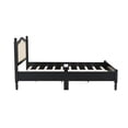 thumbnail image 5 of Queen Bed Frame, Wood Platform Bed Frame with Natural Rattan Headboard, French style Vintage Bed Frames with Wooden Slat Support, Black, 5 of 6