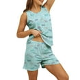 thumbnail image 3 of Womens Cotton Pajama Set Tank Top and Shorts Summer Sleepwear Comfortable Lounge Set, 3 of 6