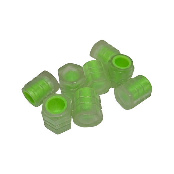 Luminous Tire Valve Caps, Green, 1 Bag (8Pcs) - Wheel Stem Covers For Bikes Cars Trucks Motorcycles, Night Visible Valve Caps