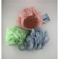Bath Shower Travel Soft Nylon Loofah Sponge Pouf Body Scrubber Exfoliator Body Wash Sponge Set 3 pack