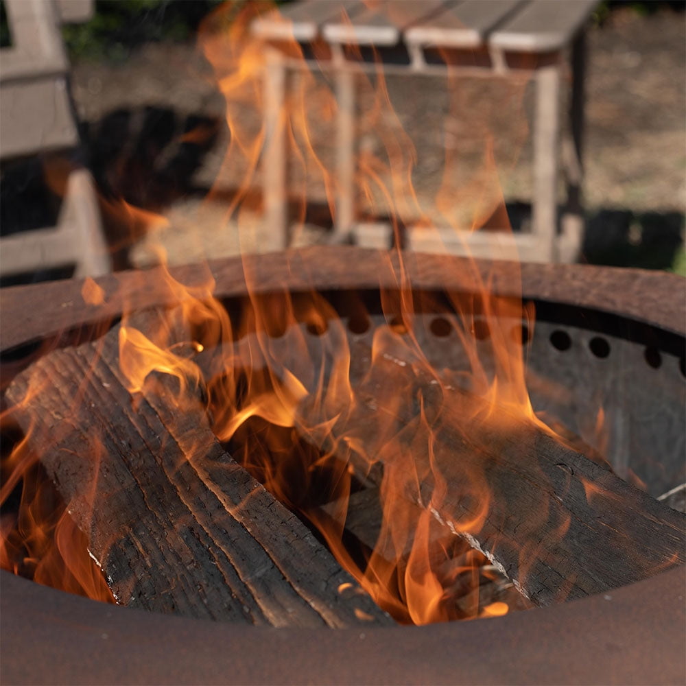 Titan Great Outdoors Corten Steel Dual Flame Smokeless Octagon Fire Pit with Lid, 13.25" x 21" Fire Pit, Patina Finish