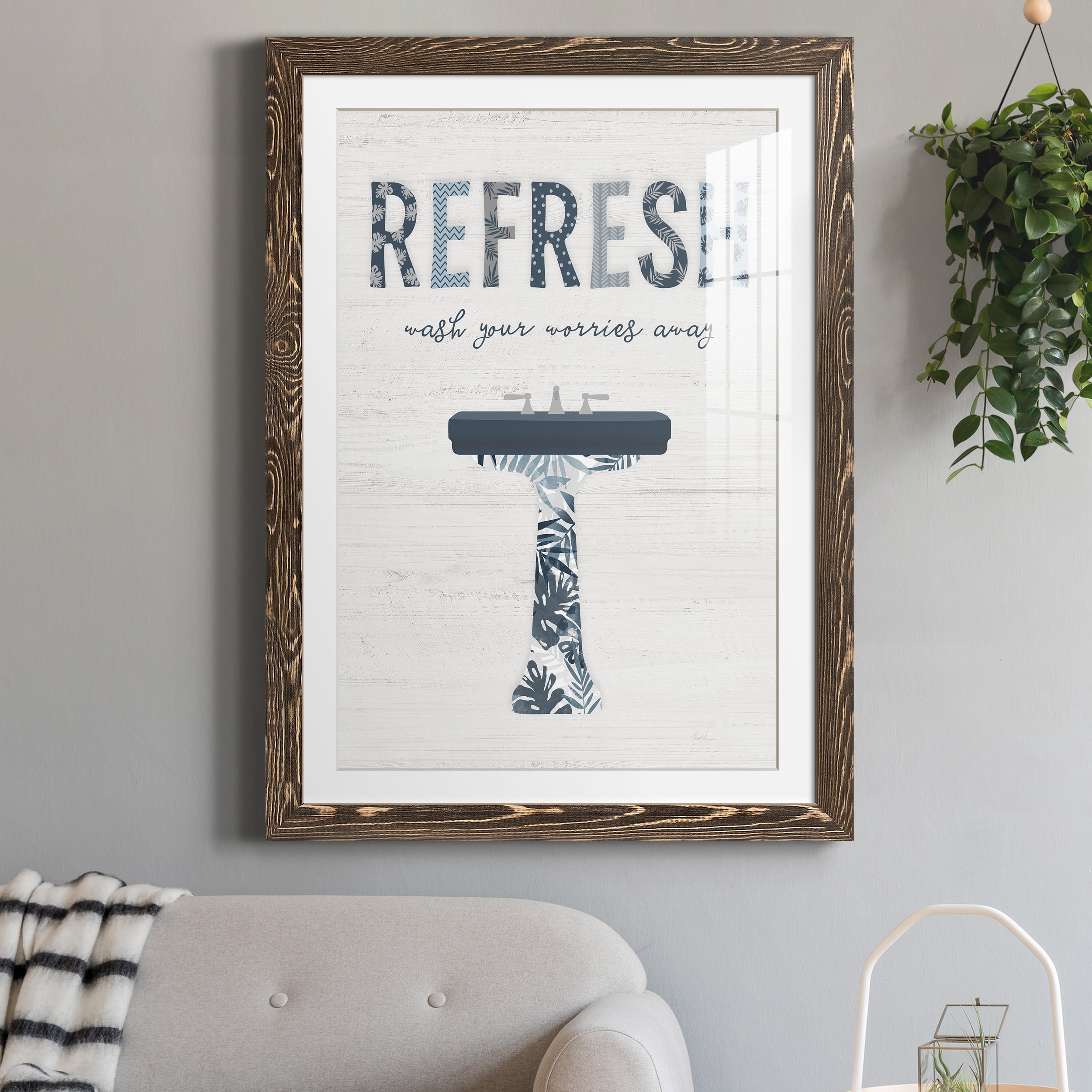 Palm Bath II - Premium Framed Print - Distressed Barnwood Frame - Ready to Hang