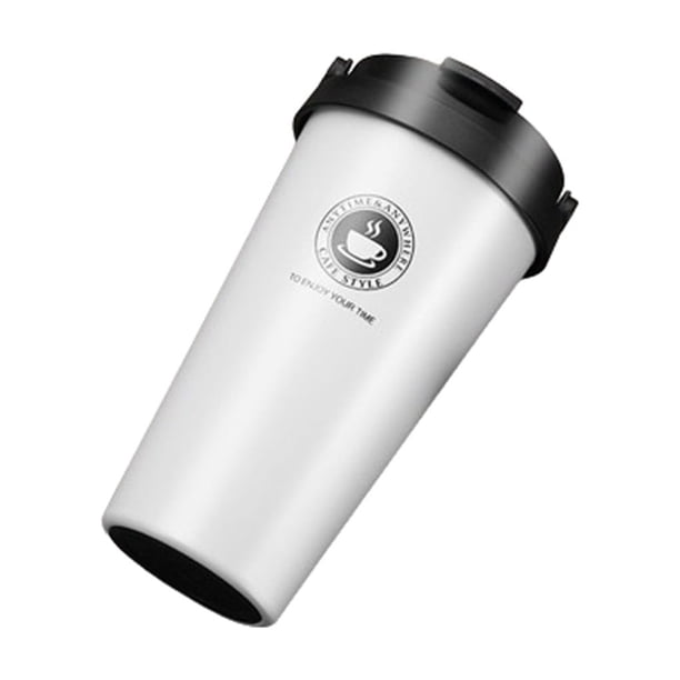 Monstrate Taza de café con tapa a prueba de fugas, reutilizable y duradera, fría y caliente, fácil de usar, a prueba de fugas Mostrada Blanco