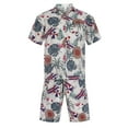 thumbnail image 4 of safuny Men's Blouses Shirts Sets Summer Beach Blouse And Pants Set Comfy Casual Short Sleeve Plus Size Suit For Boyfriend Husband Son Dressy Floral Print Lapel White L, 4 of 8