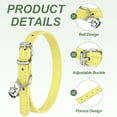 thumbnail image 3 of Dog Collar with Bell, Pu Leather Cat Collars Pet Basic Soft Padded Adjustable Buckle, 12" (Yellow, 1 Pcs), 3 of 7