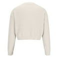 thumbnail image 5 of Herrnalise Women's Cable Cropped Sweater Long Sleeve Crewneck Pullover Knit Jumper Top White,M, 5 of 6