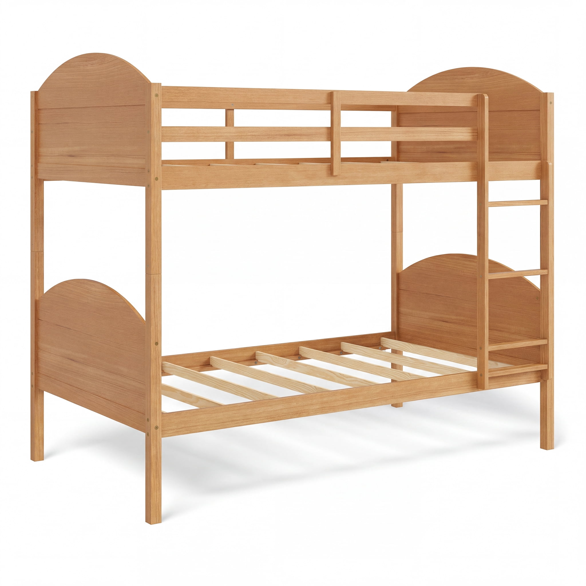 Mainstays Kids Twin-over-Twin Wood Bunk Bed, Natural Teak