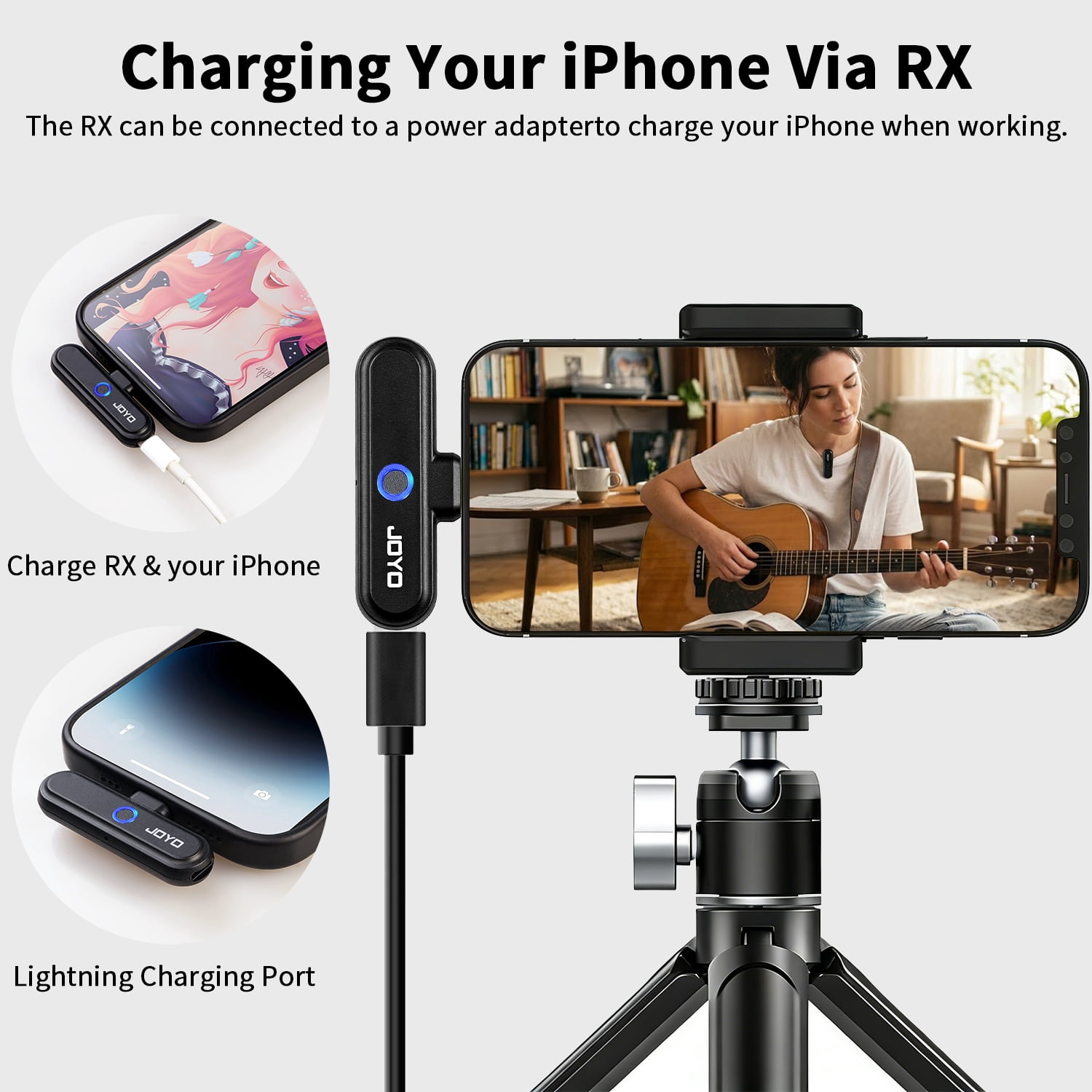 JOYO 2 Lavalier Wireless Microphone Video Recording Mini Mic For Android/iPhone Professional Noise Reduction
