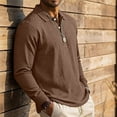 thumbnail image 4 of Havenx Slub Cotton Linen Polo Shirts for Men Long Sleeve Button Down Polo Shirt Collared T Shirts Refreshing Silky Soft Lightweight Summer Clothes,Brown 3XL, 4 of 7