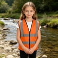 thumbnail image 6 of ATORRE Boys Girls Reflective Vest 2026 Stylish Lightweight Kids Zipper Safety High Visibility Vest for Outdoor Cycling Skiing Walking Orange 12-13 Years, 6 of 9