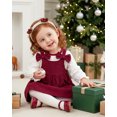 thumbnail image 5 of Yaoqi 2T Toddler Girl Outfit Set 3T Child Girls Clothing Long Sleeves T-shirt Top Bowknot Suspender Dress 2pcs Skirt Set Red, 5 of 7