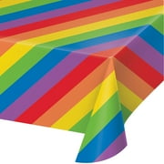 Rainbow Stripes Plastic Tablecloths, 3 Count
