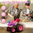 thumbnail image 4 of Wisairt Remote Control Monster Truck,1:16 4WD Shark RC Car with 360 Degrees Rotation Upright Stunt Car Toys for Kids Boys Girls Age 3+(Pink), 4 of 9