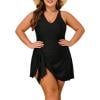 Xucatan Women's Plus Size V Neck One Piece Swimsuit with Removable Pads and Tummy Control, Modest Sleeveless Monokini for Beach Pool Vacation Gift