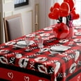 thumbnail image 4 of Valentines Day Red and Black Buffalo Plaid Lip Prints Tablecloth Cloth Rectangle Washable Table Covers for Indoor Outdoor Dining Table Home Party Decorations 60x120 Inch, 4 of 6