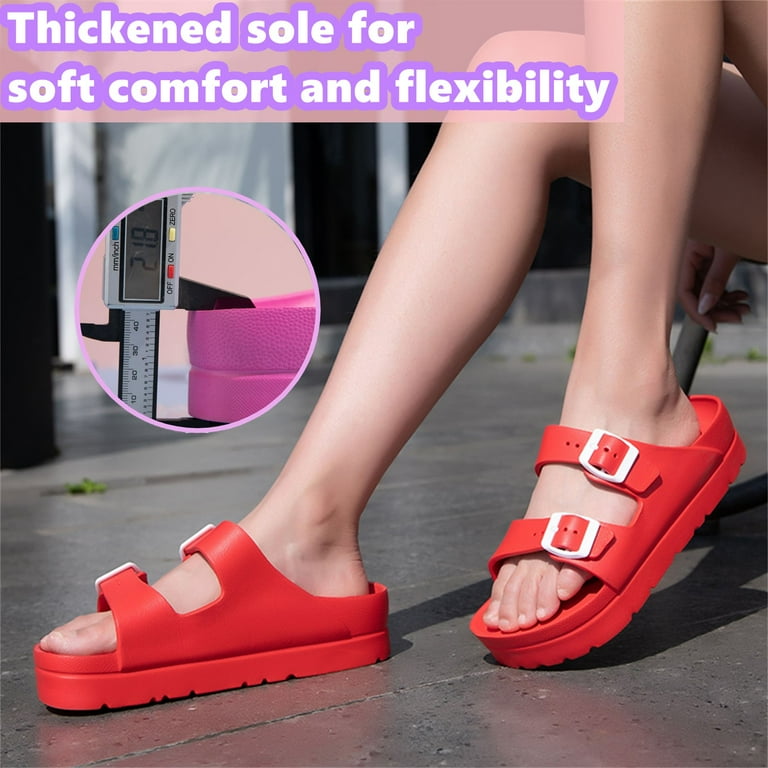 Women s Comfortable Footbed Sandals Flat Slid Adult Female Cut Flip flops Chunky Heel Sandals for Women Summer Shoes