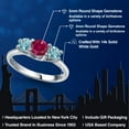thumbnail image 2 of Gem Stone King 14K White Gold Red Created Ruby & Blue Zircon 3-Stone Engagement Ring | 1.60 Cttw | Round 5MM and 4MM | Three Stone Wedding Anniversary Promise Ring for Women (Size 8), 2 of 6