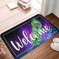 thumbnail image 3 of Welcome Door Mats Peacock Feather on Blue & Purple Rugs Rug Carpets Bathroom Decor for Kitchen Bedroom Indoor Floor Greeting Front Porch Rugs Outdoor Door Mats Entrance Patio Carpet Decor 17x30 inch, 3 of 6