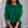thumbnail image 2 of OIOLOYJM Cardigan Sweaters for Women Spring Casual Open Front Button Down Knit Shirts Long Sleeve Soft Comfy Fashion Outwear Dark Green L, 2 of 6