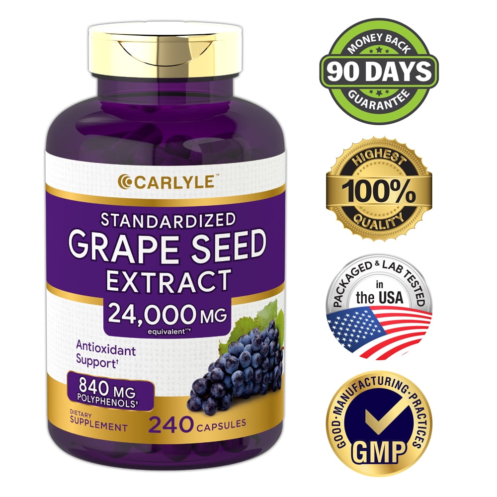 Carlyle Grapeseed Extract, 24000 mg, 240 Capsules, Flavonoids