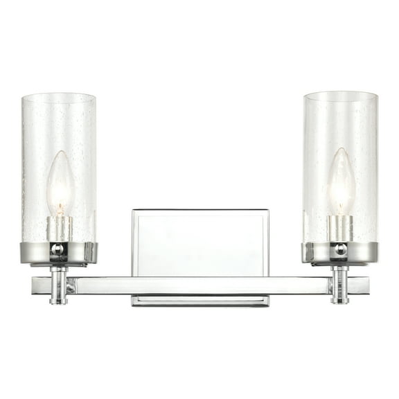 Melinda 2-Light Vanity Light in Polished Chrome with Seedy Glass