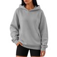 thumbnail image 2 of Women's Oversized Hoodies Drop Shoulder Fleece Long Sleeve Hooded Sweatshirts Fall Winter Causal Solid Pullover Hoodies, XL, 2 of 6