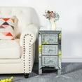 thumbnail image 6 of Hassch Modern And Contemporary Mirror Surface With Diamond 3-Drawers Nightstand Bedside Table, 6 of 8