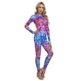 thumbnail image 3 of YEAHDOR Womens Mermaid Cosplay Costume Fish Scale Print Full Body Jumpsuit Tie-dye Long Sleeve Swimming Bodysuit Type A M, 3 of 7