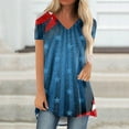 thumbnail image 1 of Clearance! Women's Blouse MIARHB Independence Day Print V-Neck Blue XXL, 1 of 5
