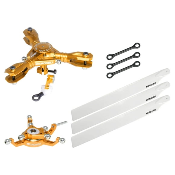 Microheli CNC Triple Blanc Ensemble de Conversion de Lames en Plastique (Or) - Lame 230S / 230S V2 (MH-23V2201TWT)