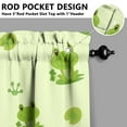thumbnail image 2 of Farmhouse Kitchen Valance with Frog & Mushroom Print - 54 Inch Short Curtain for Small Windows, Cartoon Flower Plant Pattern Rod Pocket Valance in Solid Green, Light Filtering Polyester, 2 of 3