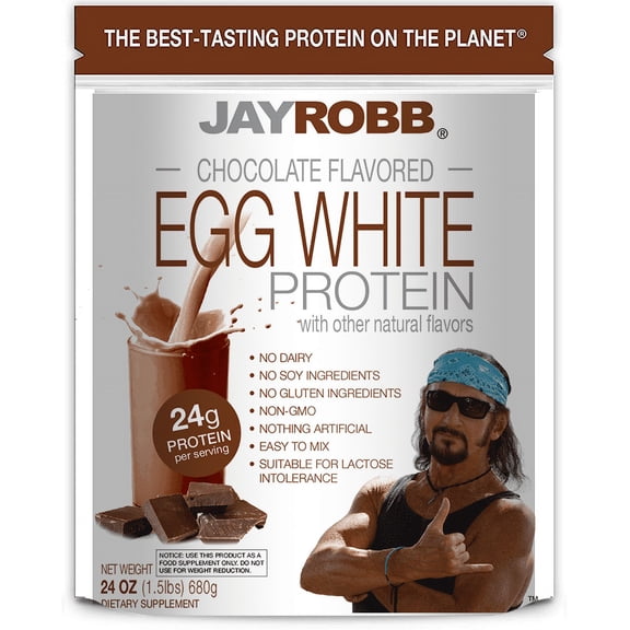 Jay Robb Chocolate Egg White Protein Powder, Low Carb, Keto, Vegetarian, Gluten Free, Lactose Free, No Sugar Added, No Fat, No Soy, Nothing Artificial, Non-GMO, Best-Tasting, (24 oz, Chocolate)