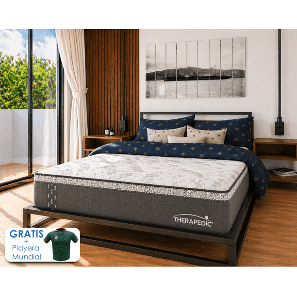 Therapedic Ice Memory Gel | Altura 32 cm Mega COLCHONETA | Tejido MicroFrío Gel | Colchón Matrimonial Memory Foam | Hybrid Tecnology | Elegante Colchones Matrimonial Ortopédico