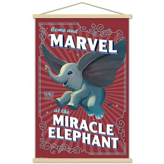 Disney Dumbo - Wonder Wall Poster with Wooden Magnetic Frame, 22.375" x 34"