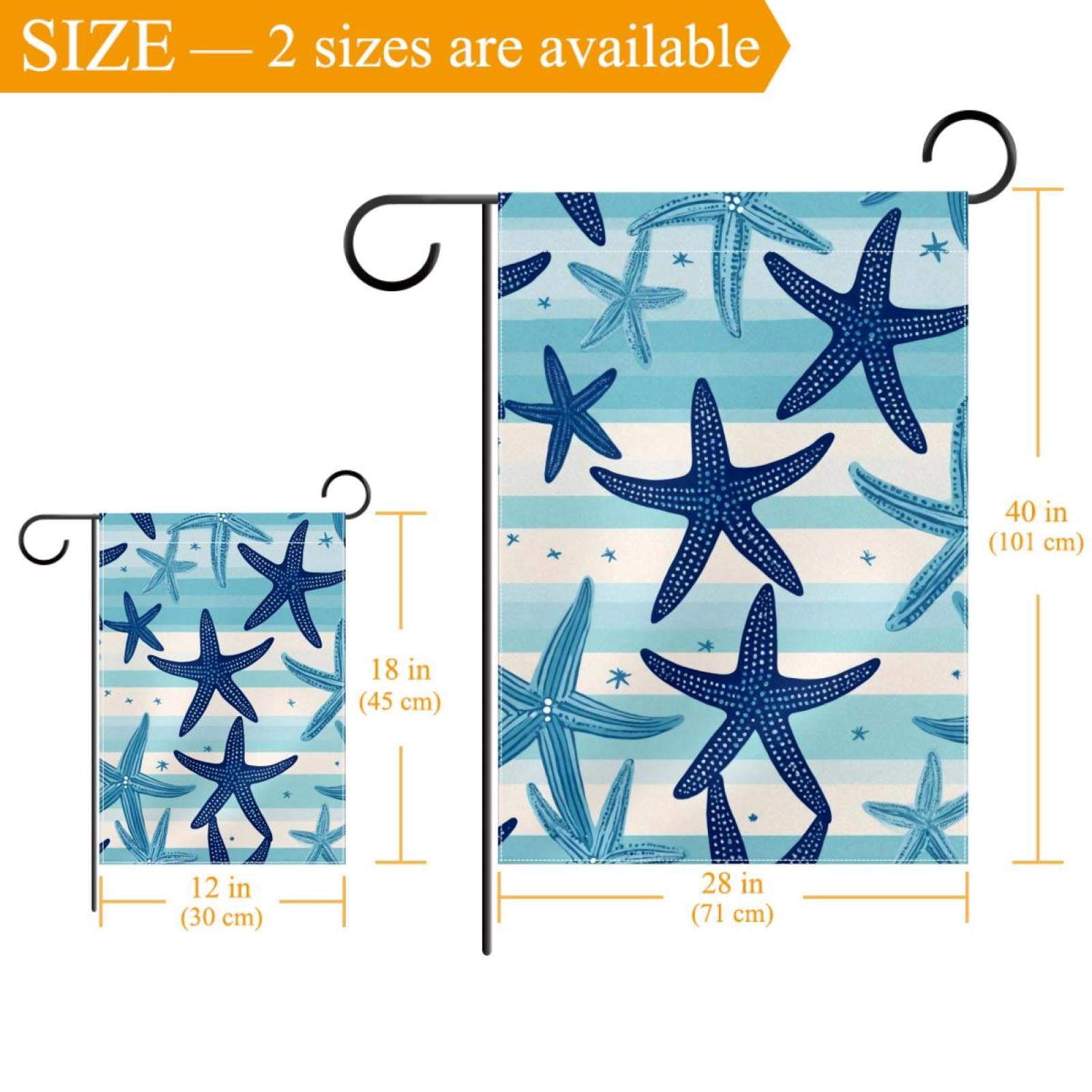 Coastal Starfish Navy Blue Pattern Double Sided Garden Flag Decorative Weather Resistant Yard Flag, Large DIY Vertical Flag for Farmhouse Patio Lawn, 28x40 Inch