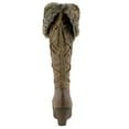 thumbnail image 2 of Women's Winter Fur Boots - Knee High Wedge Heel With Buckle (Tan/Brown/Black) 2 of 12