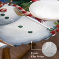 thumbnail image 3 of Navy Blue Christmas Round Tablecloth, Fitted Table Cover with Elastic for 55"-60" Round Tables, Snowman Xmas Tree Snowflake Gifts Elk Table Cloth Outdoor Indoor Dinning Party Waterproof Tablecloths, 3 of 7
