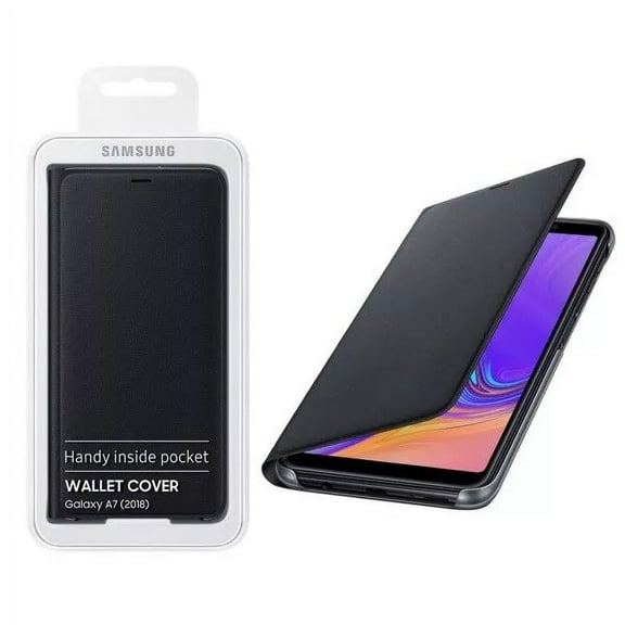 Official Samsung Galaxy A7 2018 Wallet Cover Case Black EF-WA750PBEGWW